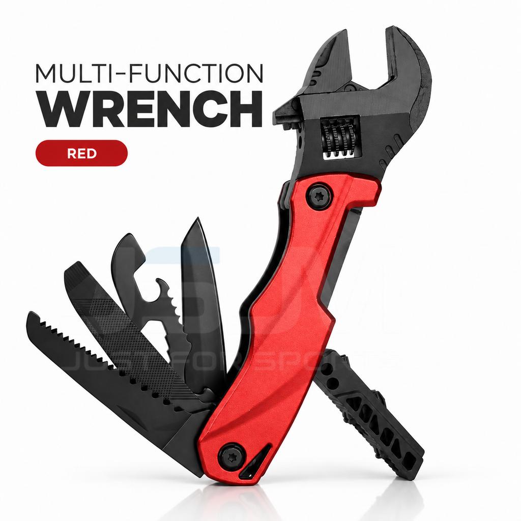 12 in 1 Multitool Adjustable Wrench Folding Pocket Tool with Knife Saw Screwdriver Bottle Opener for Camping DIY Outdoor Repair