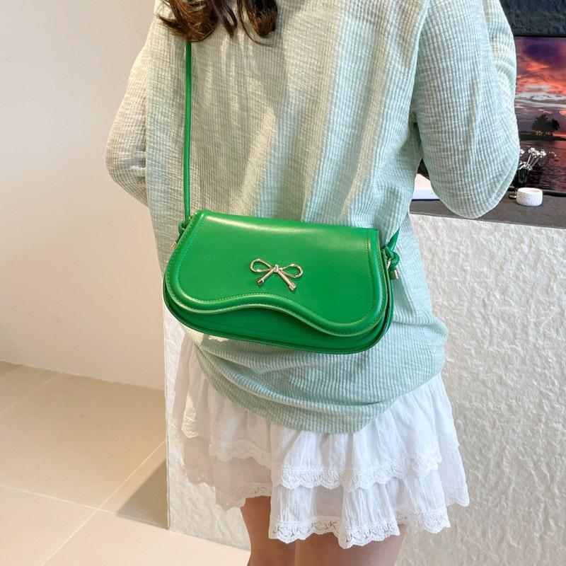 Trend Early Spring Fashion Solid Color Design Foreign Style Korean Version Bow Casual 2025 New Crossbody Portable Small Square Bag