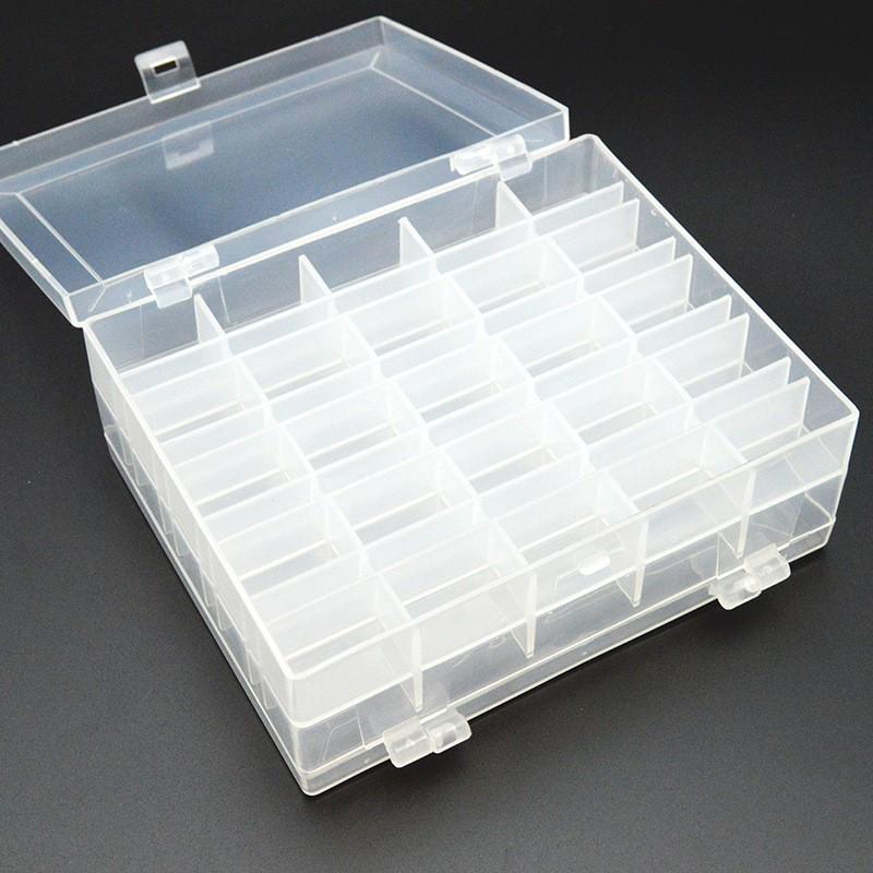 Transparent Plastic & Metal Bobbin Storage Box for Electric Sewing Machines - 5/6/5 Grid