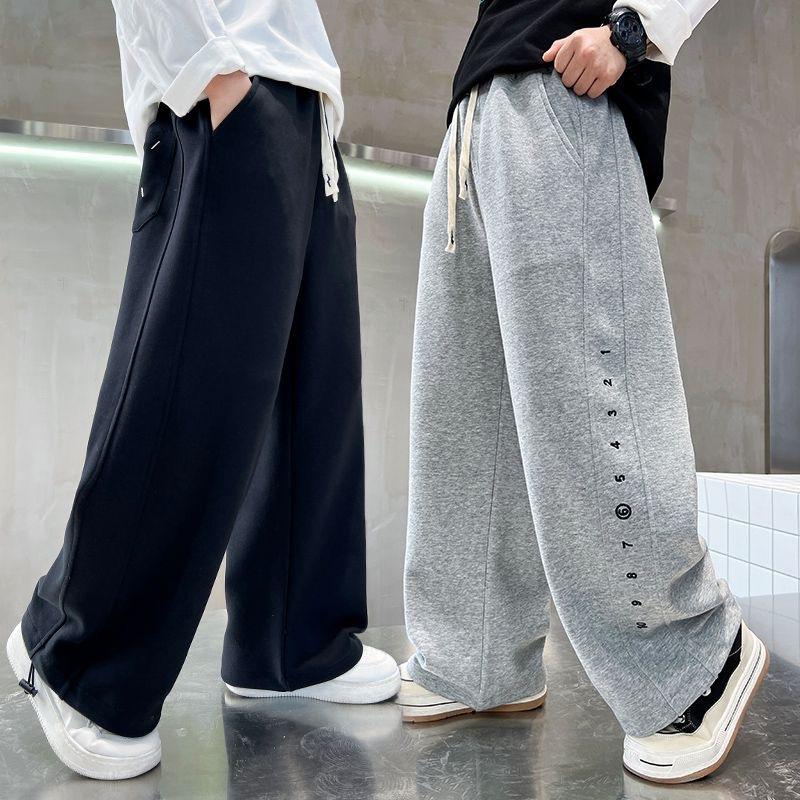 Boys' Wide-Leg Sports Sweatpants - Stylish Spring & Autumn Casual Pants for Kids