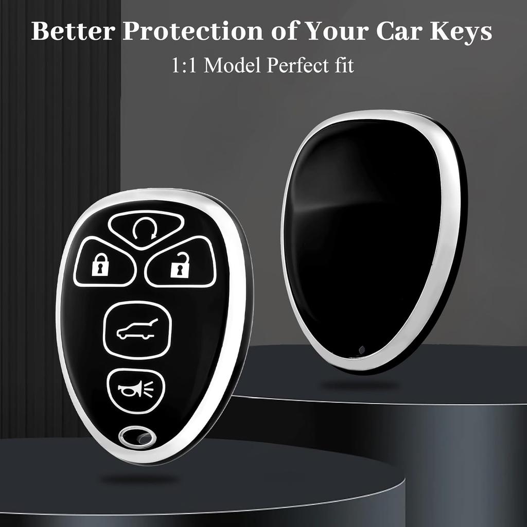 For Chevrolet Key Fob Cover, Soft TPU Protection Car Key Case Compatible with Chevy Suburban Tahoe Traverse Buick Enclave Cadillac Escalade GMC