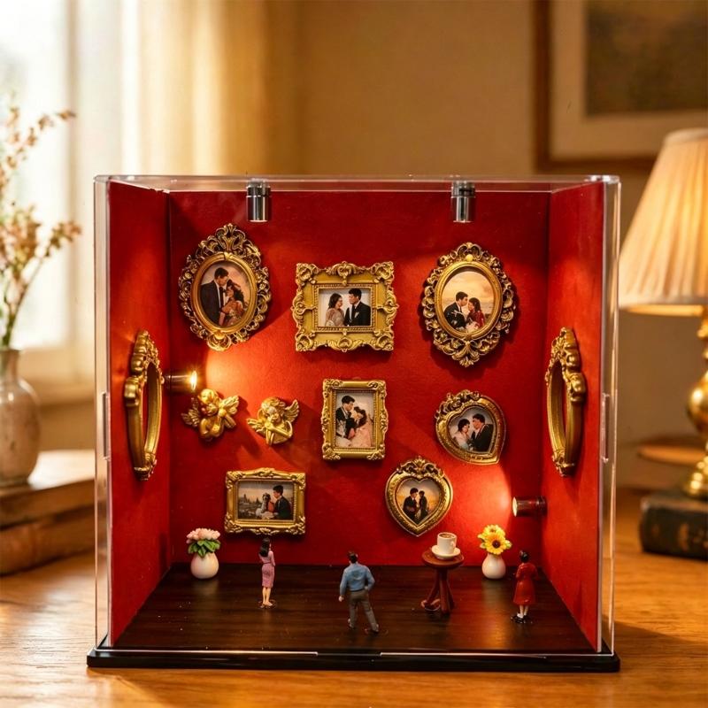 DIY Mini Museums Silhouettes Box,Shadows Box Frame Display Case,Personalize Photo Shadows Box Display with Figurine