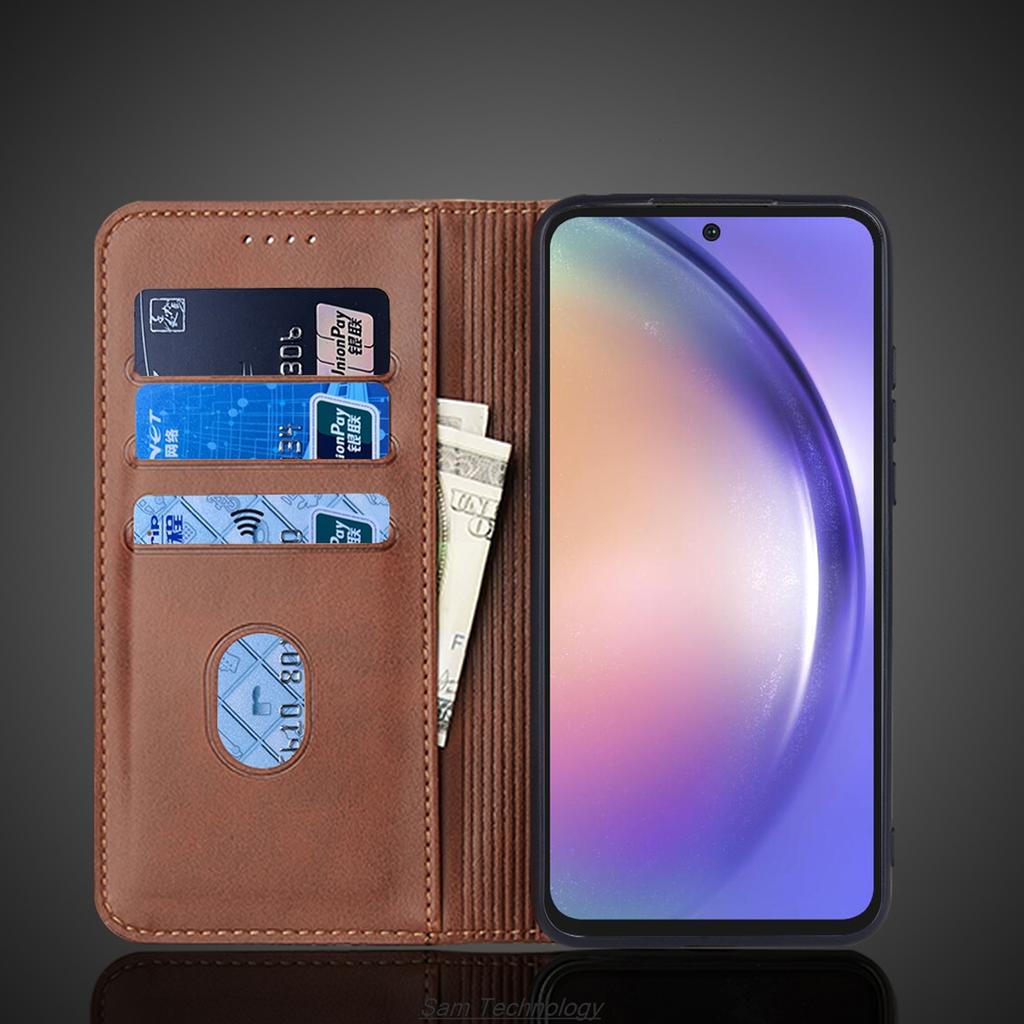 Magnetische Anziehungskraft Ledertasche für Samsung Galaxy A55 5G Holster Flip Cover Hülle für Samsung A55 5G Brieftasche Taschen Fundas Coque