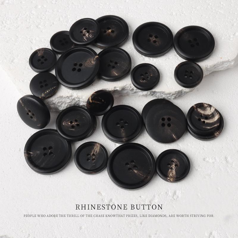 

5pcs Horn Buttons High-End Coat Trench Coat Black Four-Eye Buttons Suit Jacket Vest Buttons 15mm black