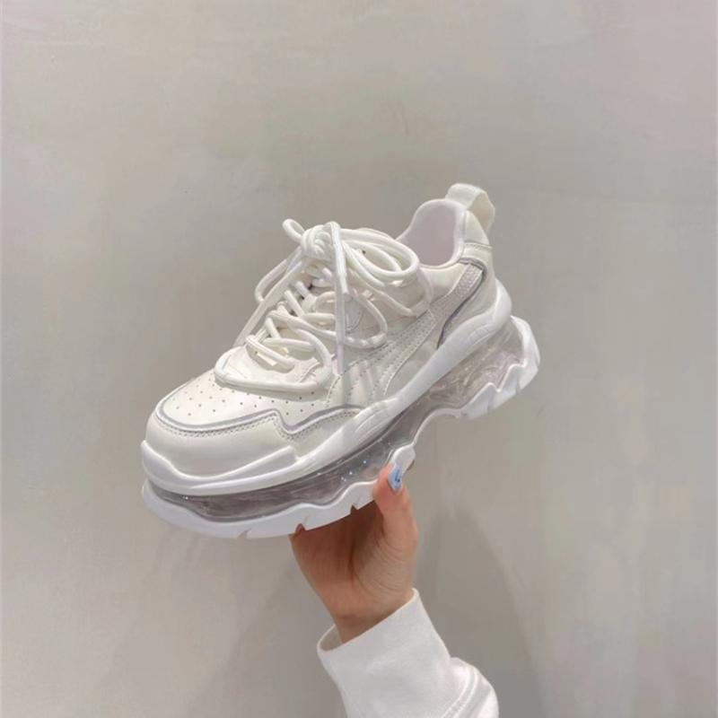 Women New Sneakers Spring Lace-up Sports Casual Shoes Lace Up Platform Running Shoes Woman Comfort Thick Bottom Vulcanized Shoes