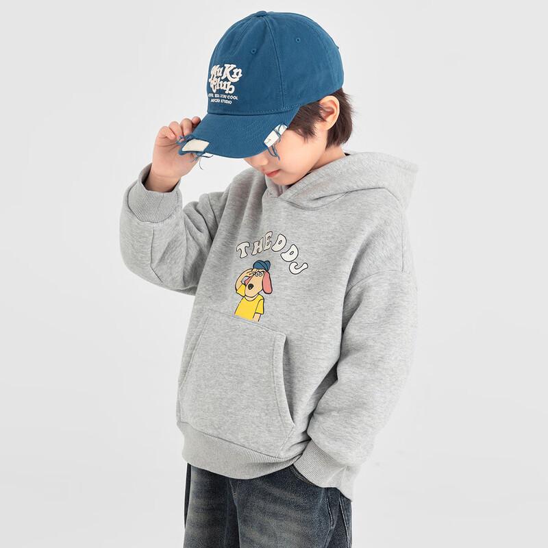 Duoduojia Boys  Winter Thermal Fleece Hooded Sweatshirt with Cartoon Dog Print 120