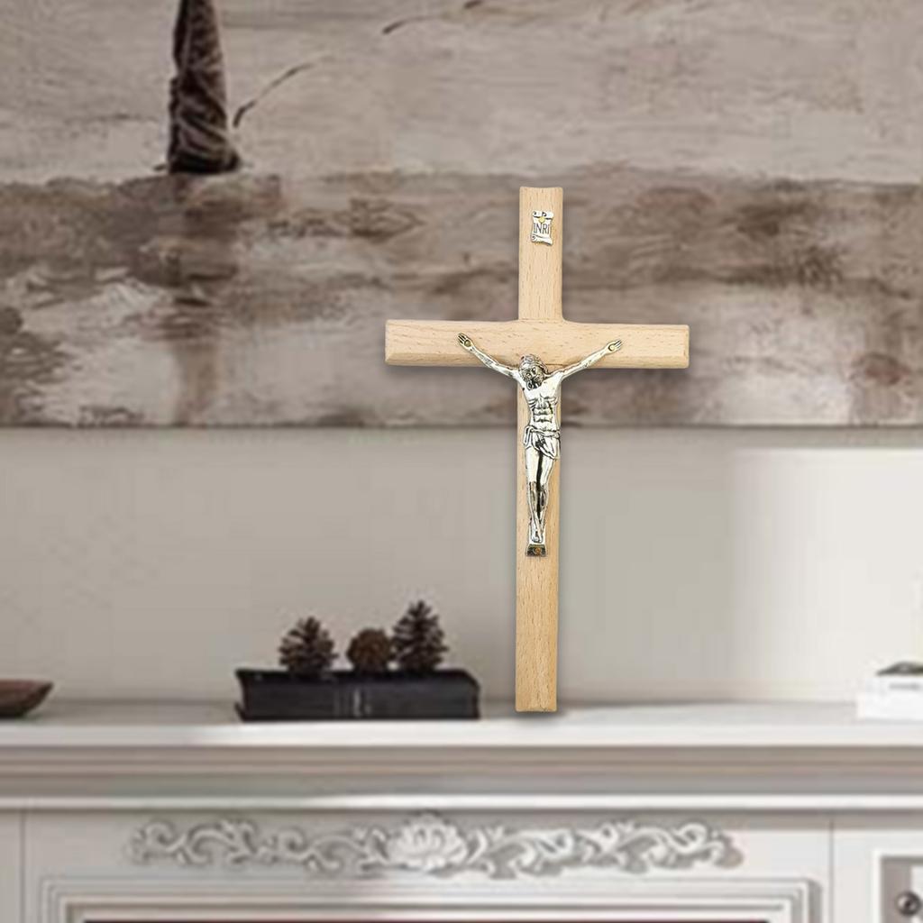 Wall Crucifix Cross Gift Wood Cross Wall Decor for Entrance Christmas Easter Jesus Sculpture Figurine Christian Collection