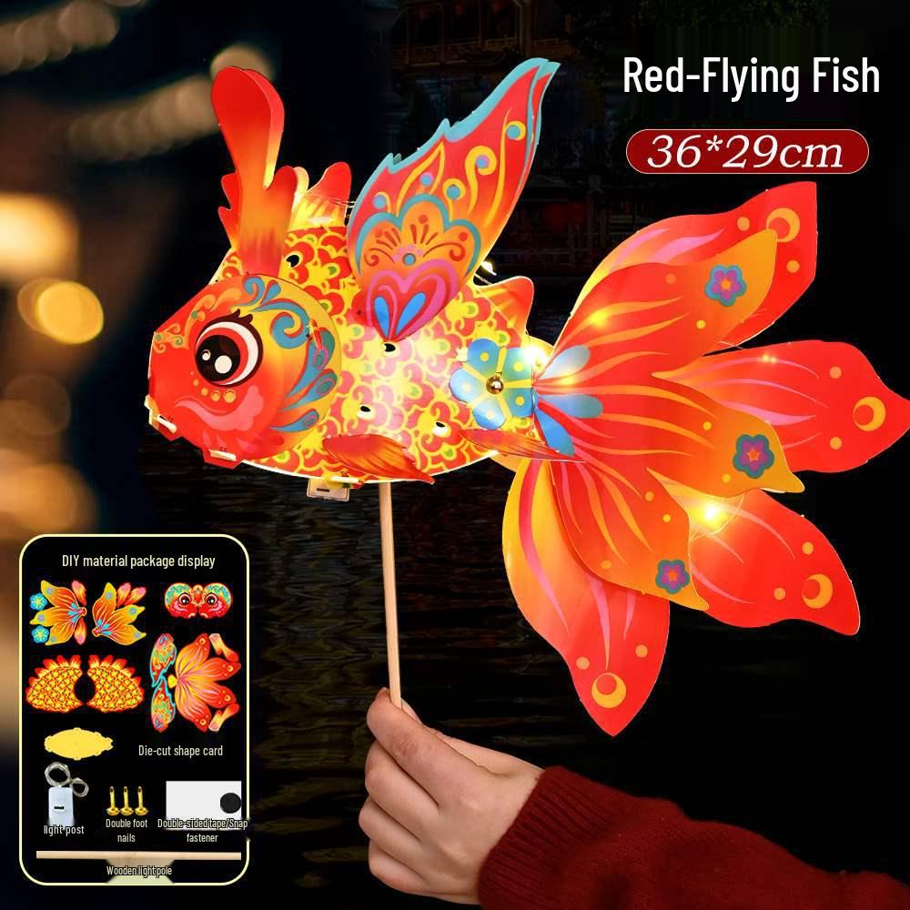 Children's DIY Luminous Dragon Fish Lantern: Ancient Style Mid-Autumn Festival Koi Paper Lantern Kit