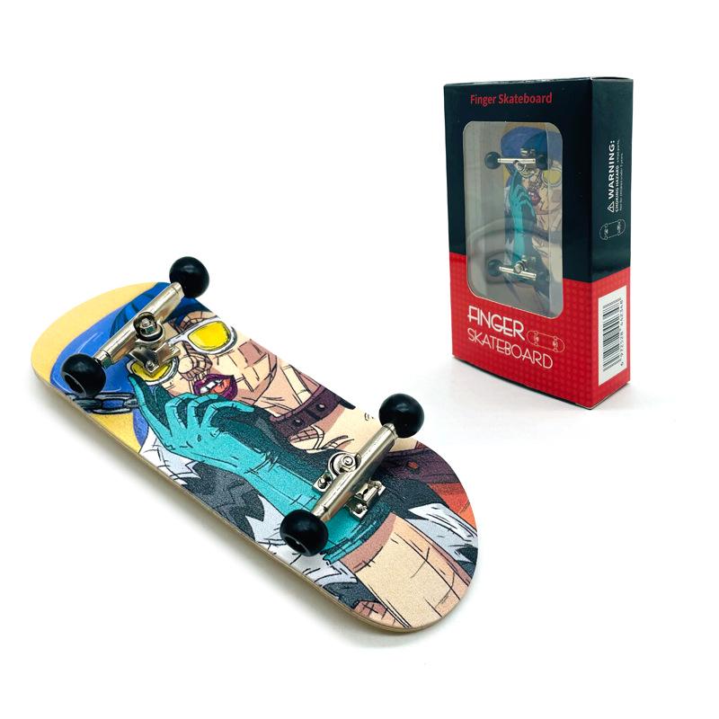 Maple Finger Skateboard with Bearings and Wheels - Mini Double Rocker Board for Kids' Creative Play