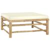 vidaXL Garden Footrest - Bamboo - White - 5cm Cushion - Assembly Required