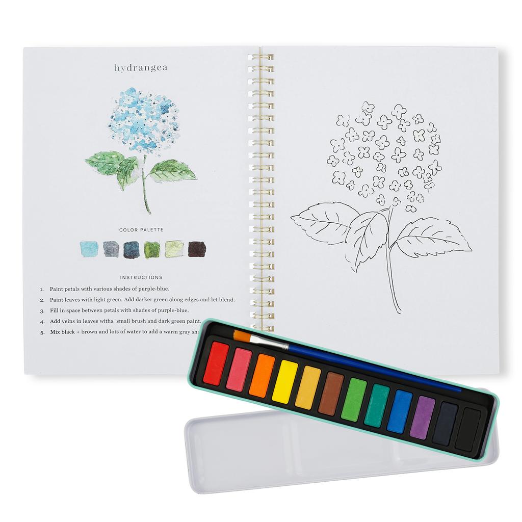Watercolor Workbook Bird/Flowers/Bouquets Beginner Friendly Watercolor Paint Set Portable Art Craft Doodle Drawing Book Set