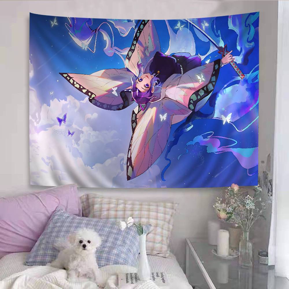 Kochou Shinobu Demon Slayer Anime Tapestry Hanging Tarot Hippie Wall Rugs Dorm Wall Hanging Sheets