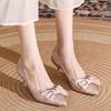 Bow Women High Heels Shoes Pointed Toe Sandals Sexy Woman Shoes 2025 Summer Elegant Wedding Dress Pumps Shallow Mujer Zapatos