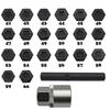 A20F-22Piece Wheel Lock Nut Socket Adapter Set Wheel Anti-Theft Lug Nut Removal Tool Black
