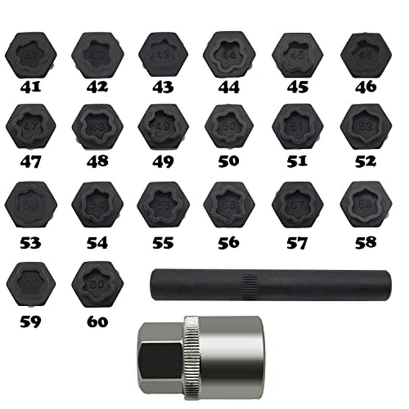 A20F-22Piece Wheel Lock Nut Socket Adapter Set Wheel Anti-Theft Lug Nut Removal Tool Black