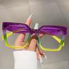 Übergroße quadratische Brille für Damen Trendiger Modestil Bunte Rahmen Gläser