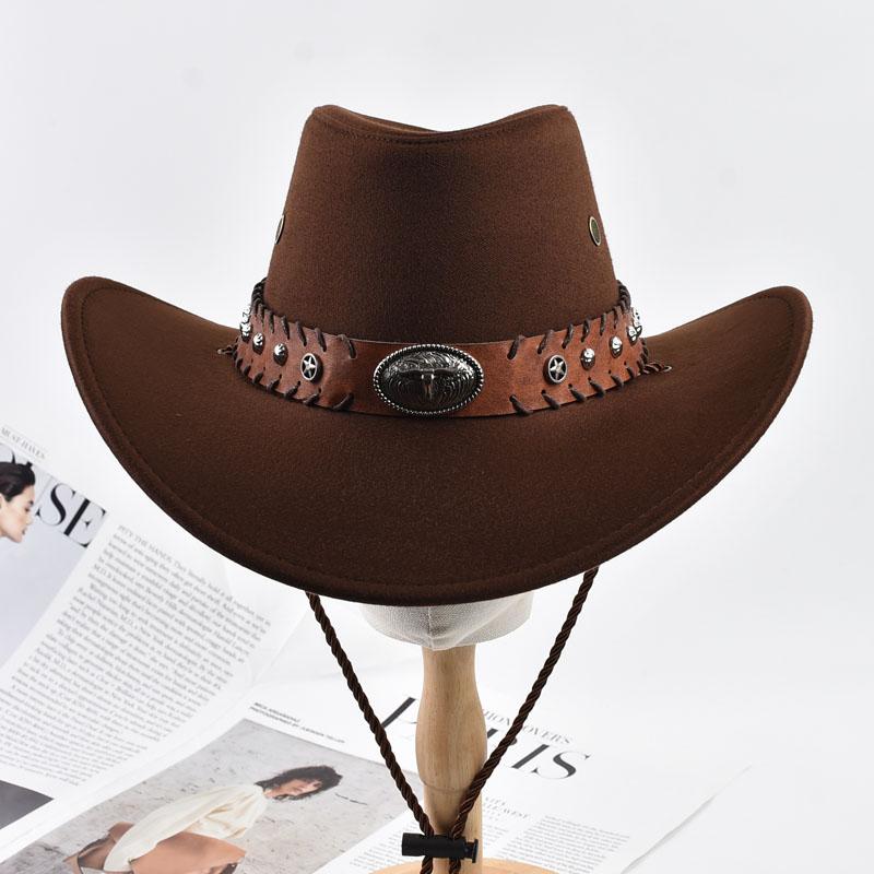 Vintage Szerokobrzegowe Kapelusze Westernowe Cowboy Kapelusze Outdoorowe Podróżne Kapelusz Cowgirl Jazzowy Święta Impreza Kapelusz Cosplay