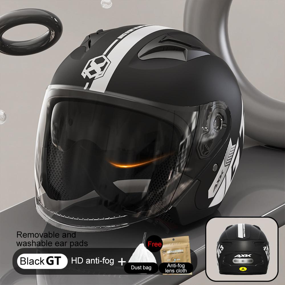 

Мотоциклетный шлем 3/4 половинный шлем защита глаз и лица двойной визор удобная съемная подкладка вентиляция шлем открытого типа для мужчин чёрный