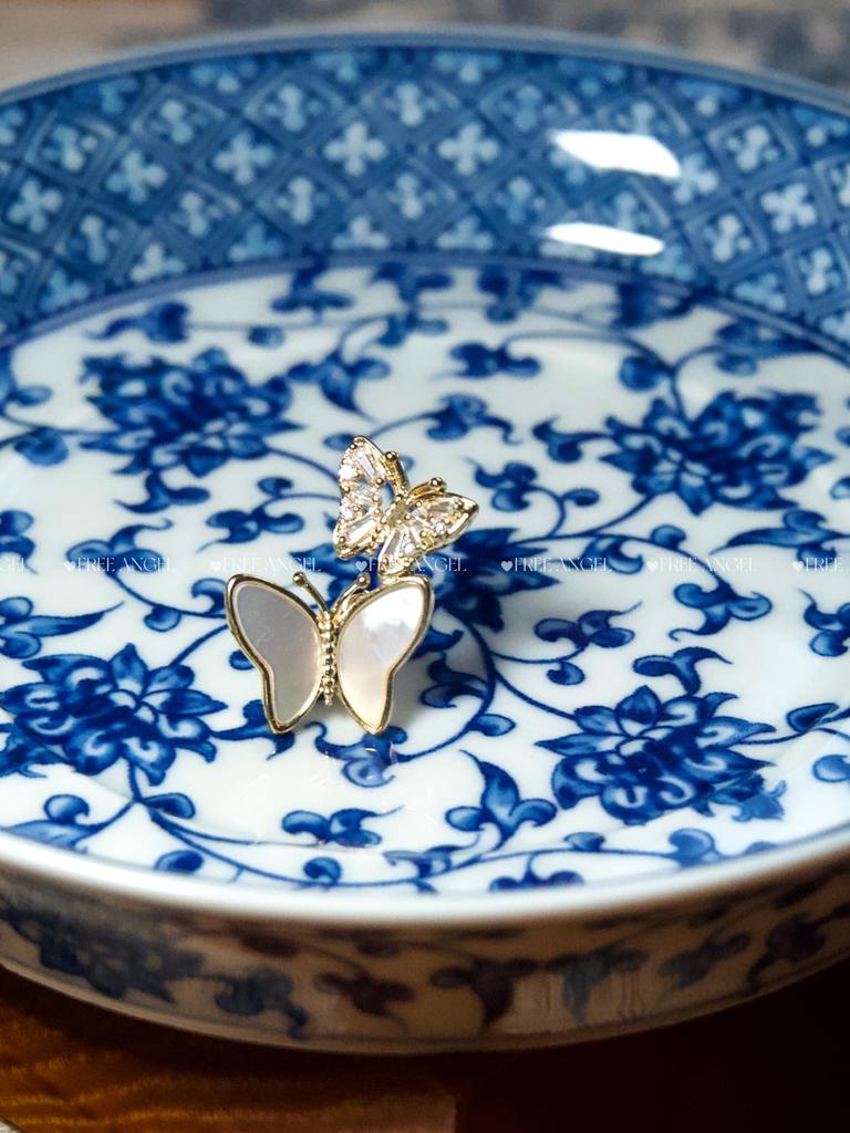 FREE ANGEL Small Hat Tissue 3A Zircon 18k Natural Independent Elegant and White Entrance Stylish Butterfly, Brooch, Pin, Clip, Pin, Stone, Plating,