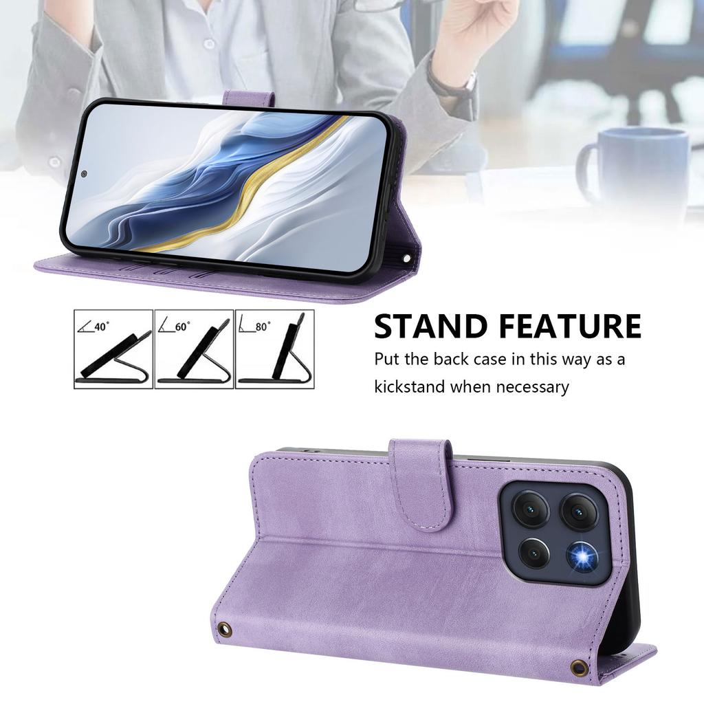 Pro Motorola Moto G86 5G Pouzdra Peněženka Stojánek Retro Textura Kůže Kryt na telefon se šňůrkou