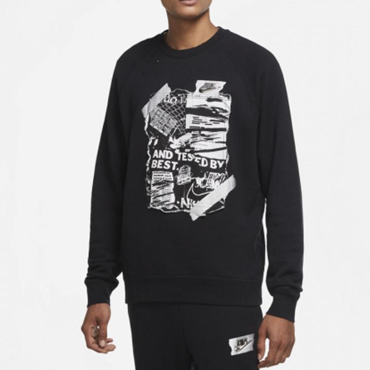 Nike Sportswear Letter Graffiti Pattern Printed Crew Neck Pullover Sweatshirt Men Sweatshirt Black CW1794-010