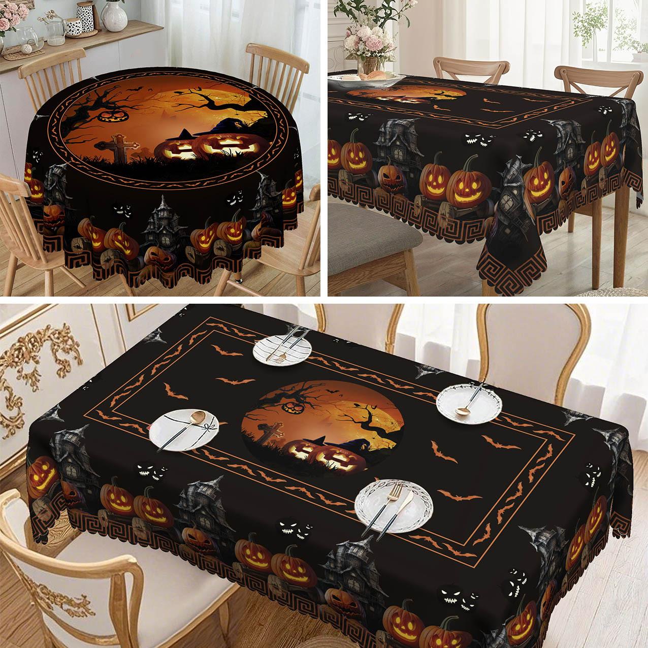 

1 Piece/Halloween Printed Tablecloth, Home And Restaurant Decorative Tablecloth, Suitable For Round And Rectangular Dining Tables round tablecloth-152x152cm