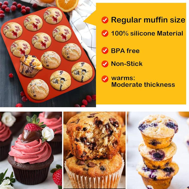 Round 12 Holes Cupcakes Mold Silicone DIY Baking Mold Non Stick Soap Chocolate Muffin Baking Pan Kitchen Tools