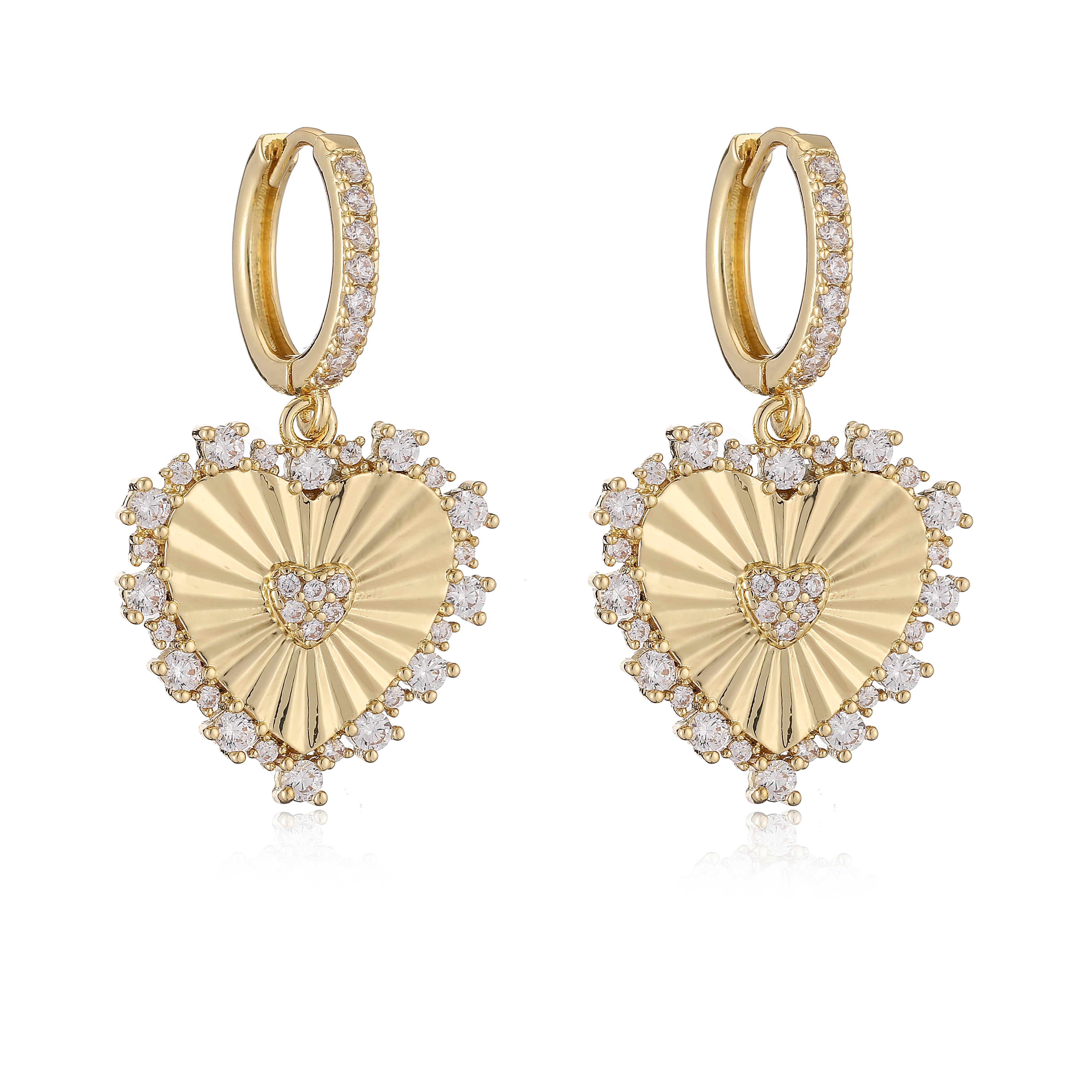 

HECHENG,Cute and Sweet Heart shaped Pendant Zircon Zircon Earrings for Women s Fashionable and Simple Birthday Accessories Other