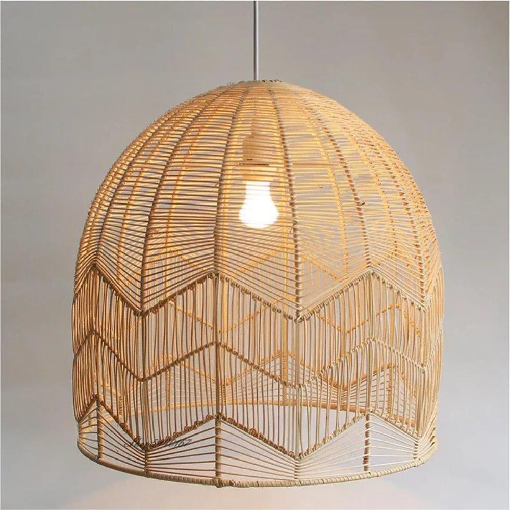 1Pc Vintage Natural Bamboo wicker Ceiling Chandelier Light Wabi-sabi Pastoral Pendant Hanging Lamps for Bedroom Living Rooom E27
