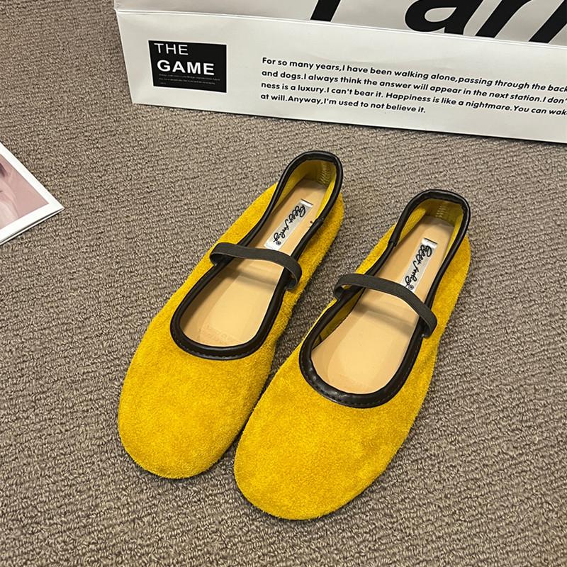 

Мода Bailamos Женские балетки Мода Круглый носок Женские туфли Мэри Джейн Осень Женская обувь с мелким вырезом Ремешок с пряжкой Женские балетки 40 жёлтый