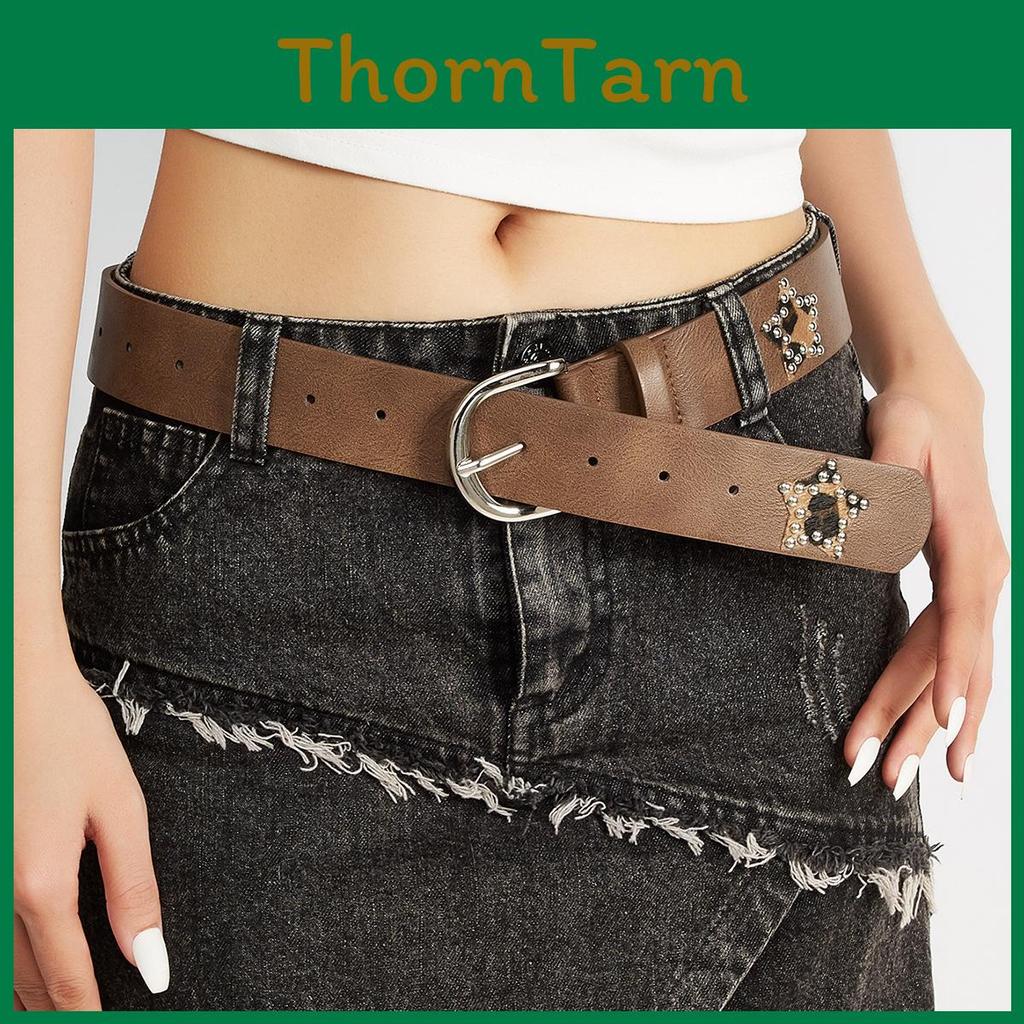 Punk Rock Studded Leopard Print Belt With Alloy Buckle For Street Fashion Enthusiasts