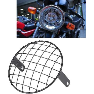 Acouto 8" Scheinwerfergitter Motorrad 8 Zoll Scheinwerfer-Netzgitter-Abdeckung Seitenmontage Universelle Lampenmasken-Schutzvorrichtung für Cafe Racer Motorradscheinwerfer