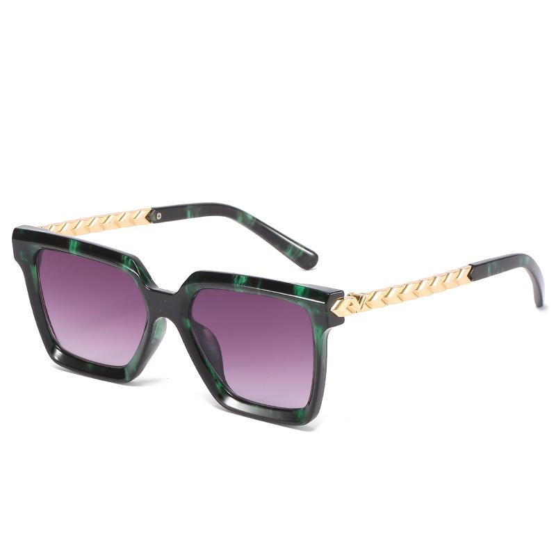 Spring And Summer Warm Color Generous Frame Glasses European And American Personalized Metal Square Sunglasses Women'S Versatile Multi-Color Glasses