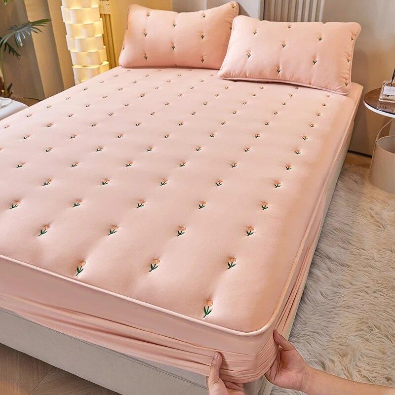 

Утолщенный мягкий наматрасник, чехол для белого матраса с вышивкой, наматрасник с вышивкой(Наволочку нужно заказать) 150x200x30cm