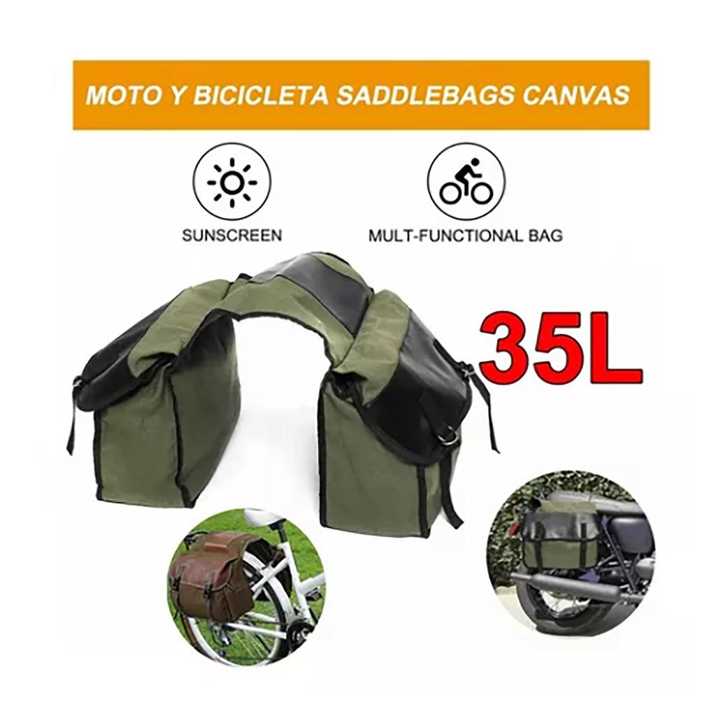 Cycling Side Bags Canvas Bike Commuting Bag Saddle Bags Large Capacity Bike Rear Rack Carrier for Outdoor