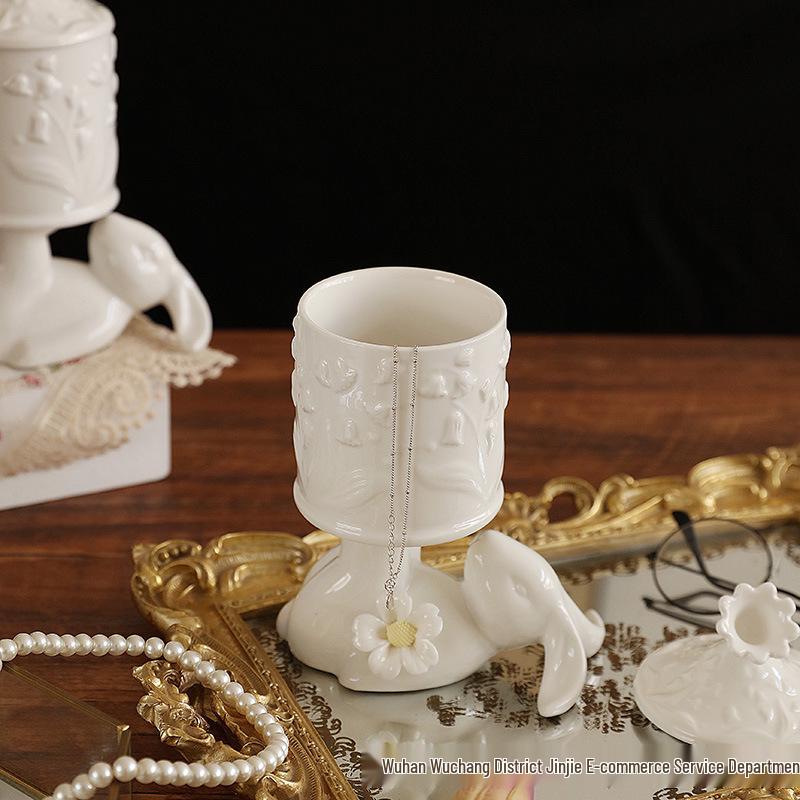 European Ceramic Storage Jar with Lid for Tea, Coffee, Sugar, or Jewelry - High-Footed Sealed Display Piece.