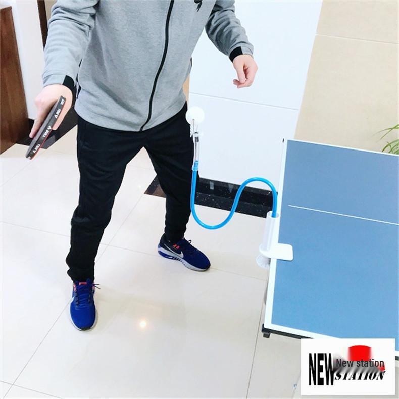 Table Tennis Training Machine with Large Clamp and Blue Rod for Technique Enhancement