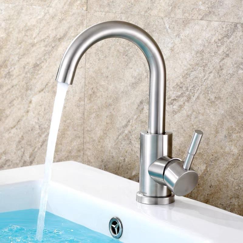 304 Stainless Steel Black/Brushed Gold Hot And Cold Water Mixer Tap Bathroom Basin Washing Table Rotating Basin Faucet Crane