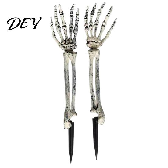 Waterproof Haunted House Decor Realistic Skeleton Stake, Spooky Halloween Skull Hand Yard Human Bone Stakes Sign for Outdoor Garden Lawn Graveyard