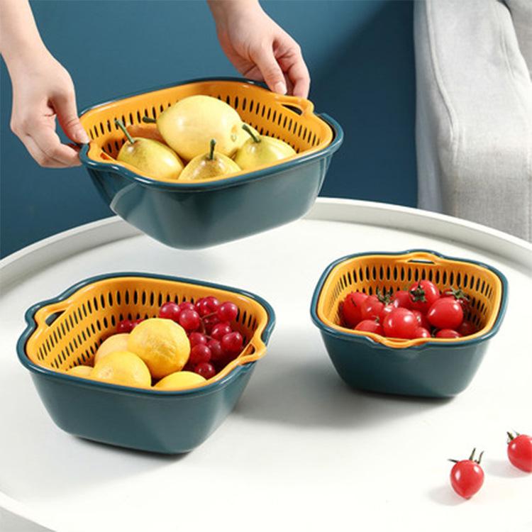 Drain Basket Kitchen Storage Double-layer Household Vegetable Basket Fruit and Vegetable Basket Basin