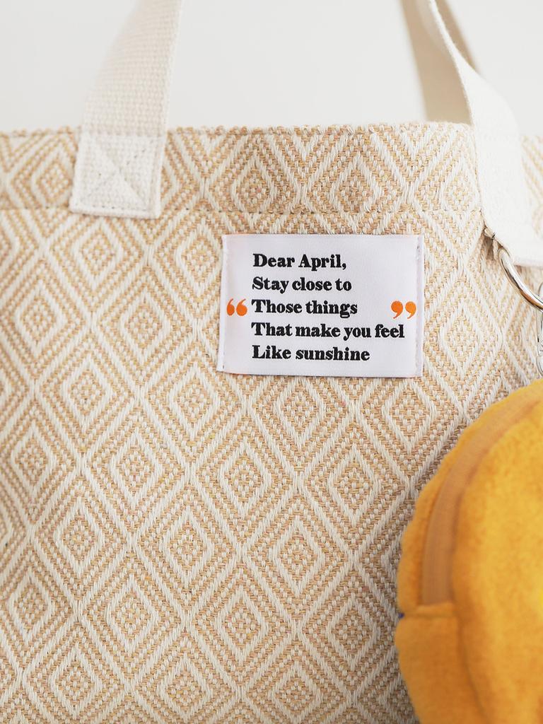 Double Quotes Summer Tote Bag Beige