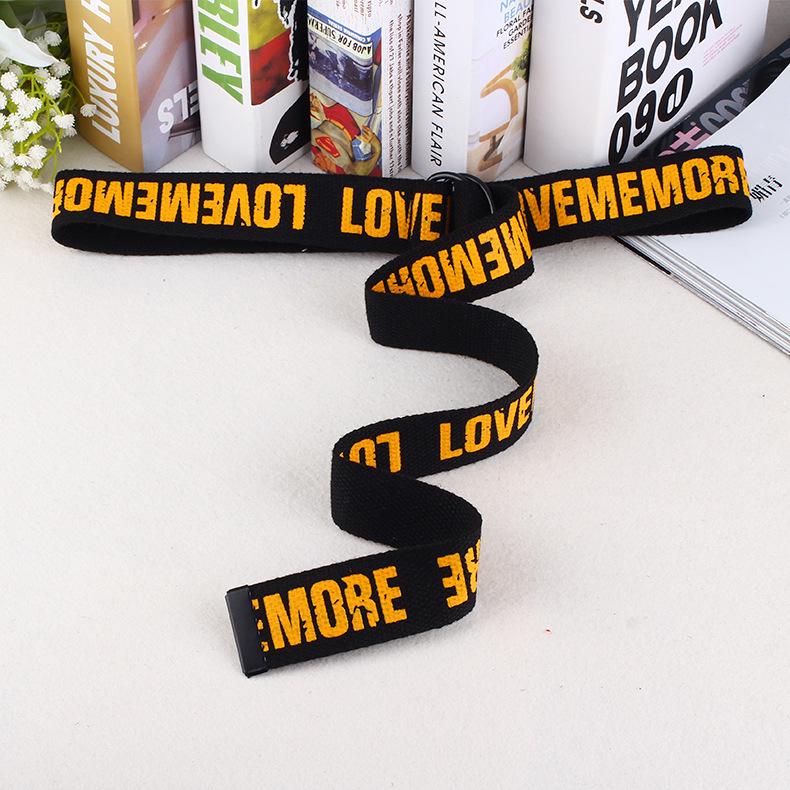 

Canvas Belt Women S Electrophoretic Double Ring Buckle Harajuku Simple Retro Jeans Belt чорний