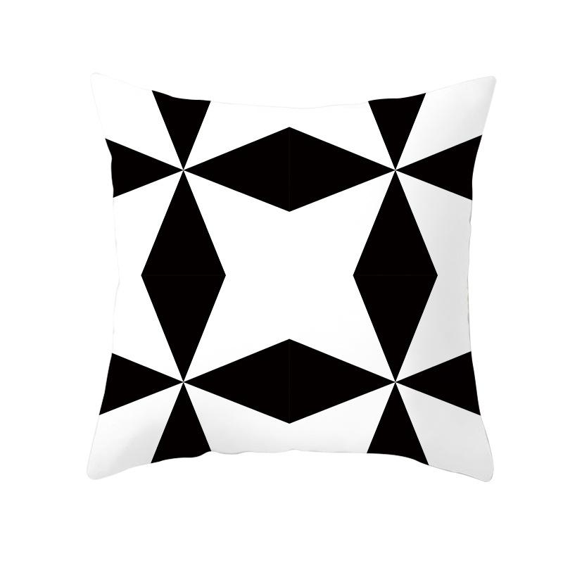 Simple Black and White Plaid Geometric Wave Pattern Cushion Cover Home Living Room Sofa Decorative Pillow Pillow Cover