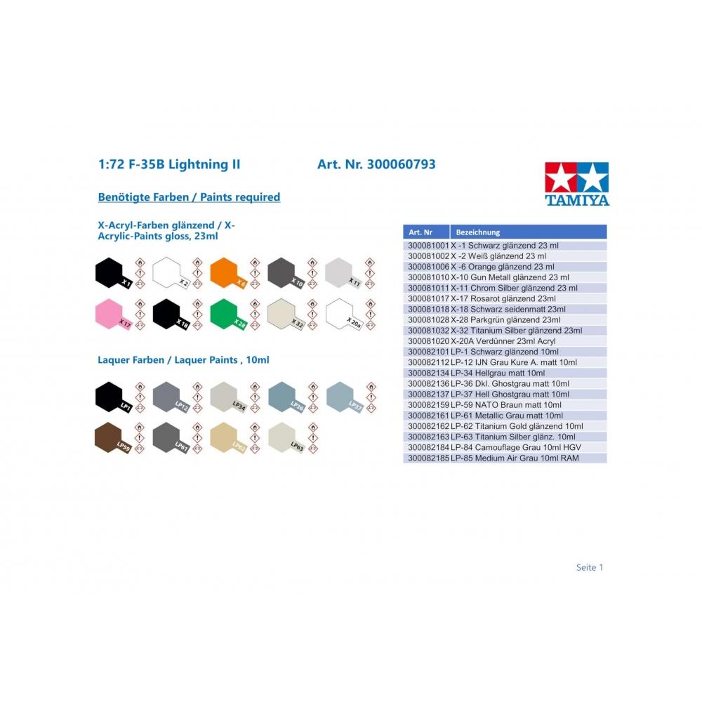 Tamiya 172 Warbird Collection Series No.93 Lockheed Martin F-35B Lightning II Plastic Model 60793