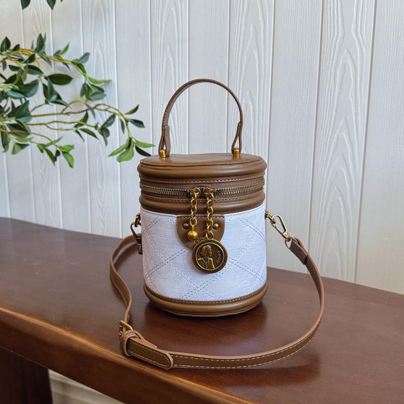 

2025 Женская Высококлассная Круглая Сумка-Ведро на Плечо - Трендовый Нишевый Дизайн 13.5*12*16 cm светло-синий