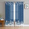 Christmas Snow Land Tree Snowflake TCurtains For Living Room Bedroom Kitchen Decoration Window Tulle Curtain
