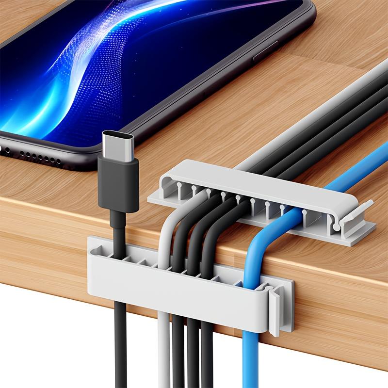 3pcs Self Adhesive Cable Clips 10 Slots Desk Wire Organizer Holder Home Office Car Cord Management Fixer