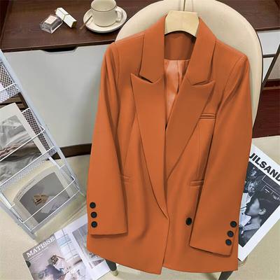 Veste de costume pour femme pour le printemps automne niche vêtements pour femmes mode de déplacement simple couleur orange