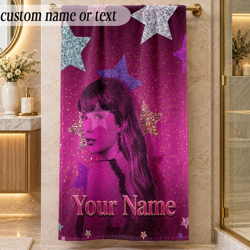 Beach TowelTaylor Swift Custom Name Text Personalized Soft Towel for Beach Pool Indoor Home Decor Gift