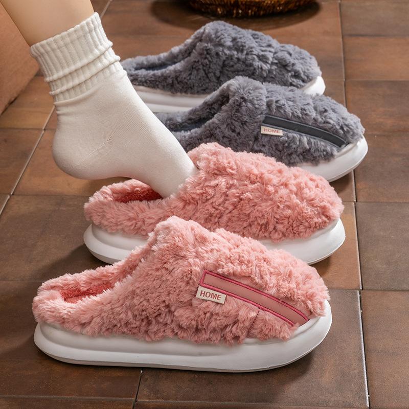 Pulled plush cotton mop autumn and winter leisure indoor home plush EVA sole thick sole warm cotton slippers